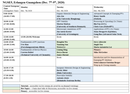 NGSE5 Schedule