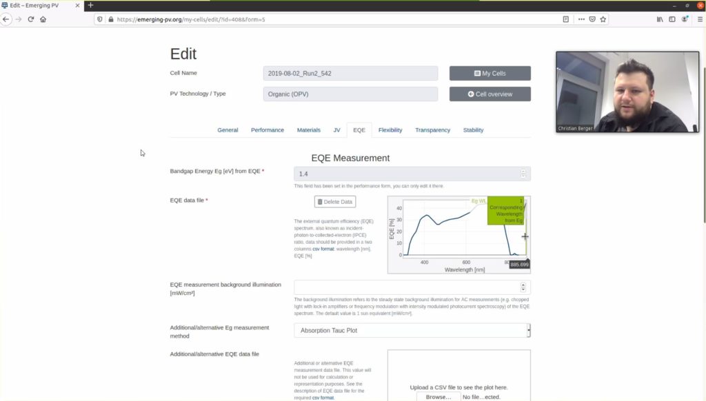 Demonstration of the emerging-pv.org website