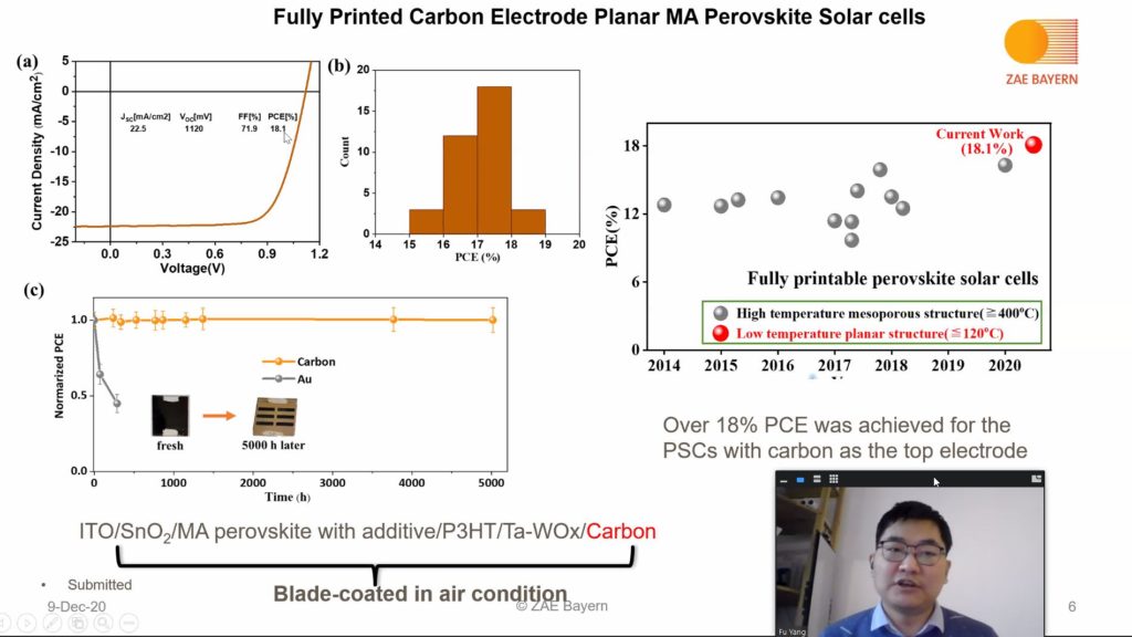 Performance of a fully printed PSK Cell